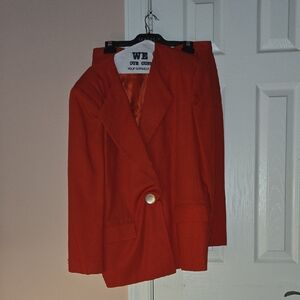 Women's Red Blazer And Skirt Set